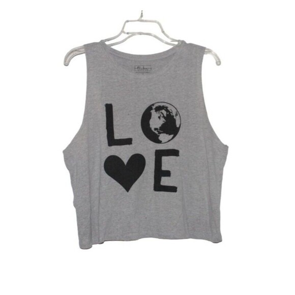 Miken Flow Women's Gray "Love  Globe" Tank Top Size XL - Picture 1 of 4